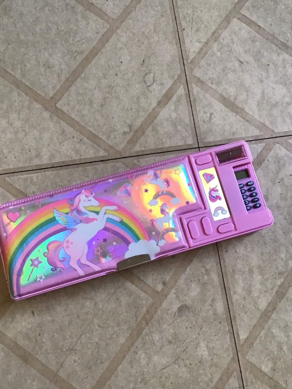 Holographic Pink Unicorn Rainbow Pencil Case